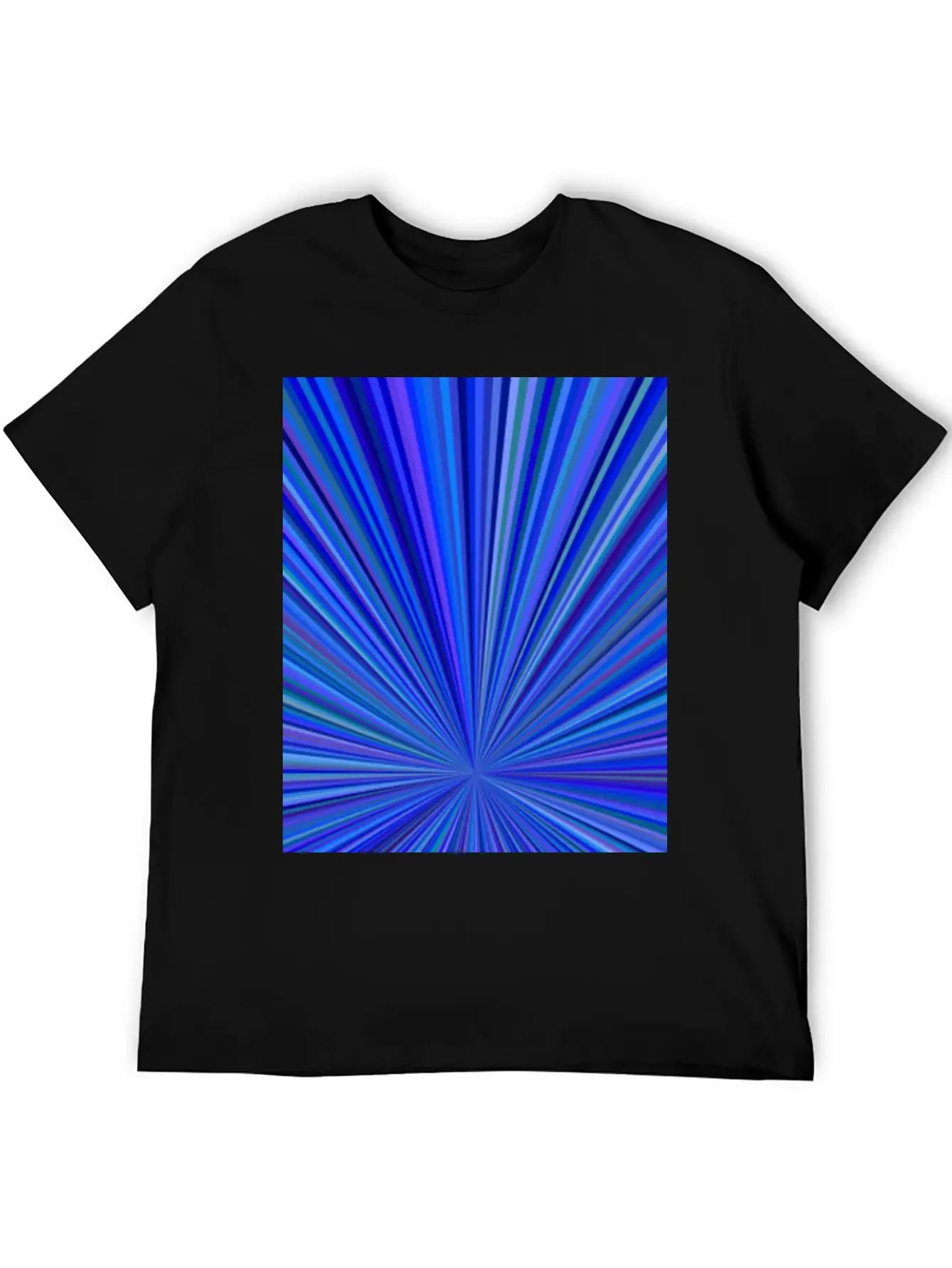 Blue Gradient Abstract Ray Burst Pattern Basic Graphic T-Shirt – Daily Comfort In Soft Cotton