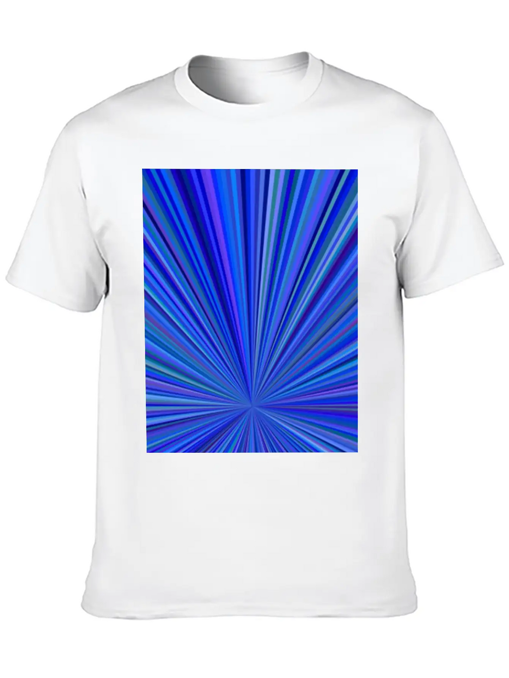 Blue Gradient Abstract Ray Burst Pattern Basic Graphic T-Shirt – Daily Comfort In Soft Cotton
