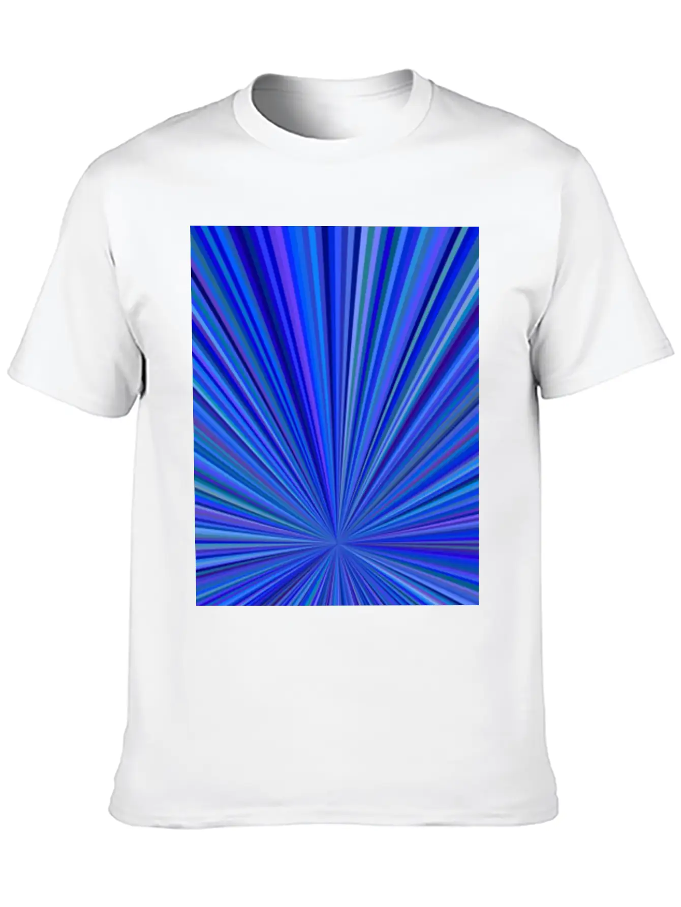Blue Gradient Abstract Ray Burst Pattern Basic Graphic T-Shirt – Daily Comfort In Soft Cotton