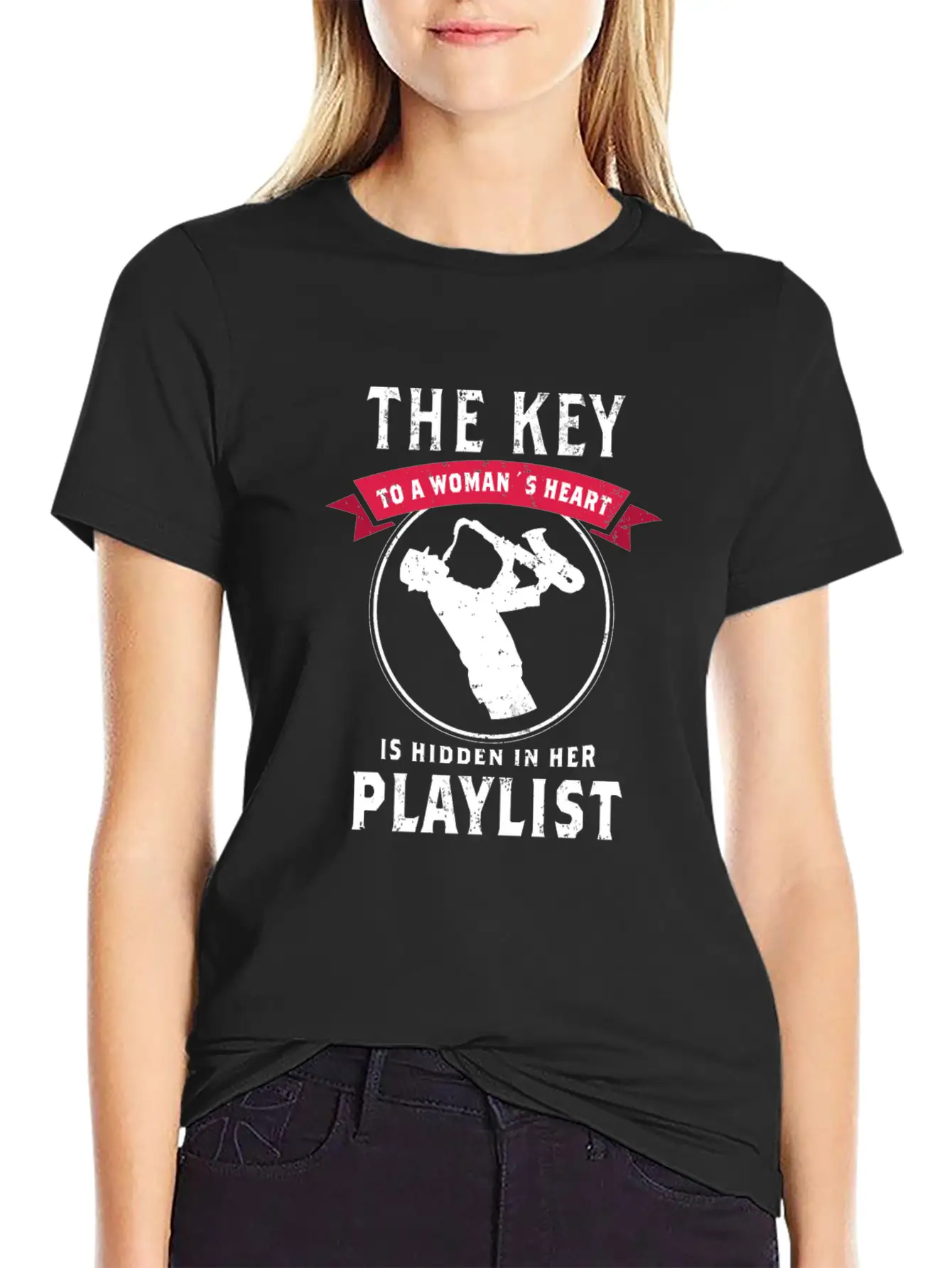 Blues Saxophone Design For Blues Girl Breathable Graphic T-Shirt – Perfect For Casual Days