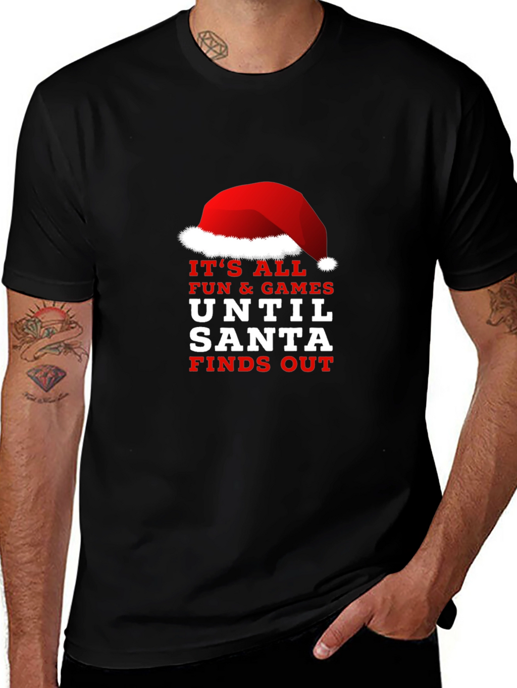 Funny Santa Finds Out Christmas Graphic Tee