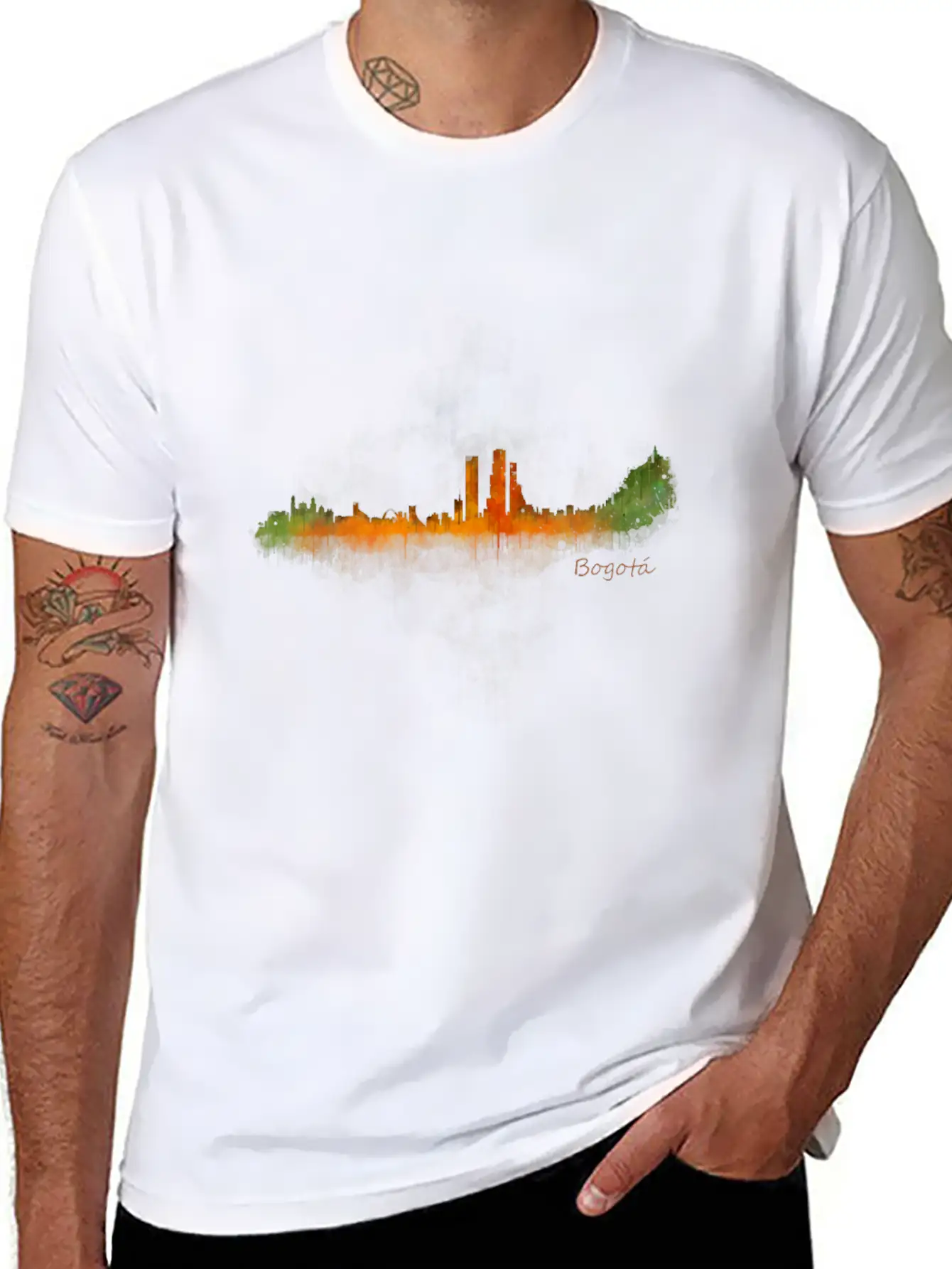 BogotA Colombia Skyline In Watercolor Digital Ar Breathable Soft Cotton T-Shirt – Timeless Casual Look