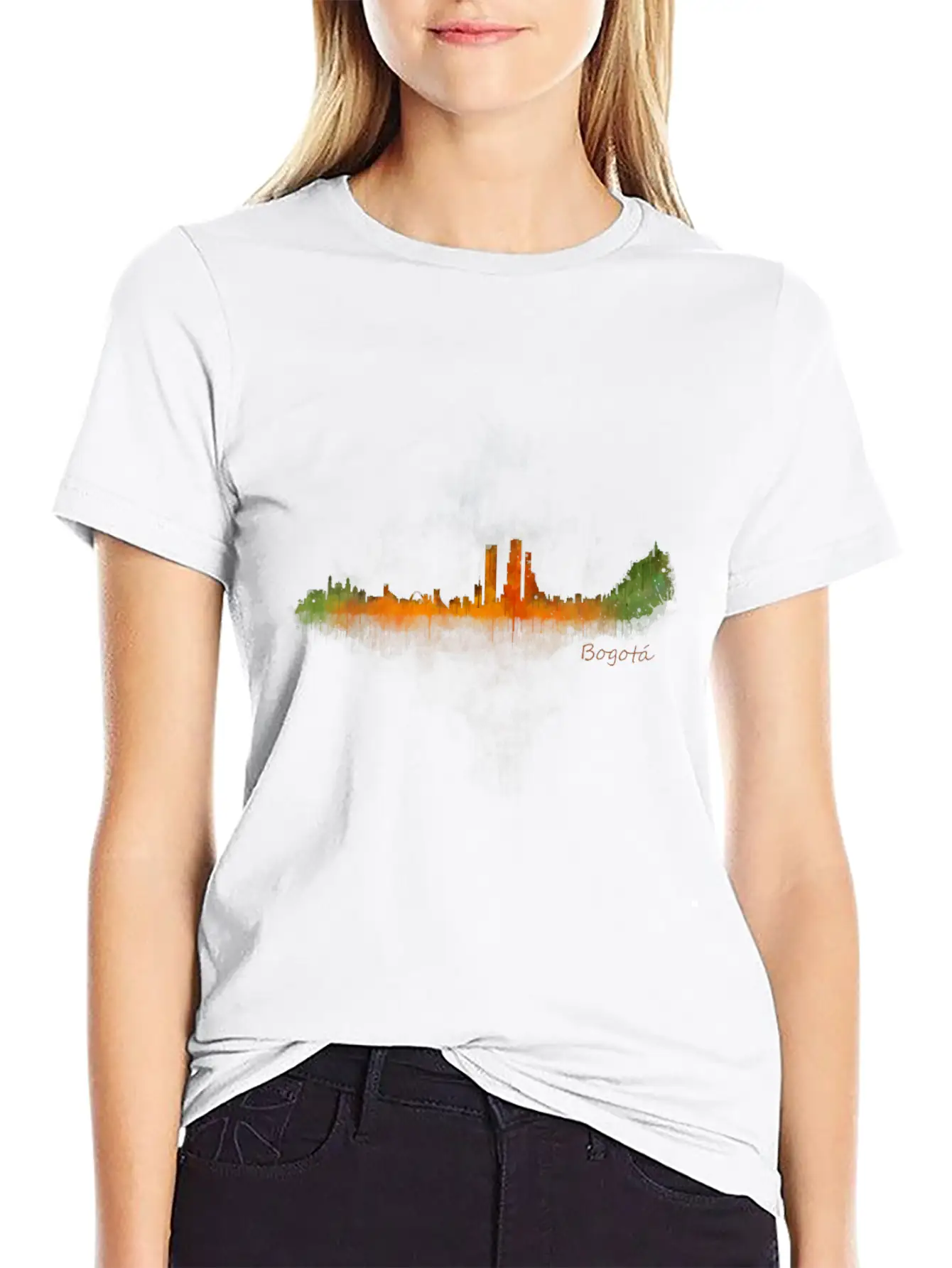 BogotA Colombia Skyline In Watercolor Digital Ar Breathable Soft Cotton T-Shirt – Timeless Casual Look