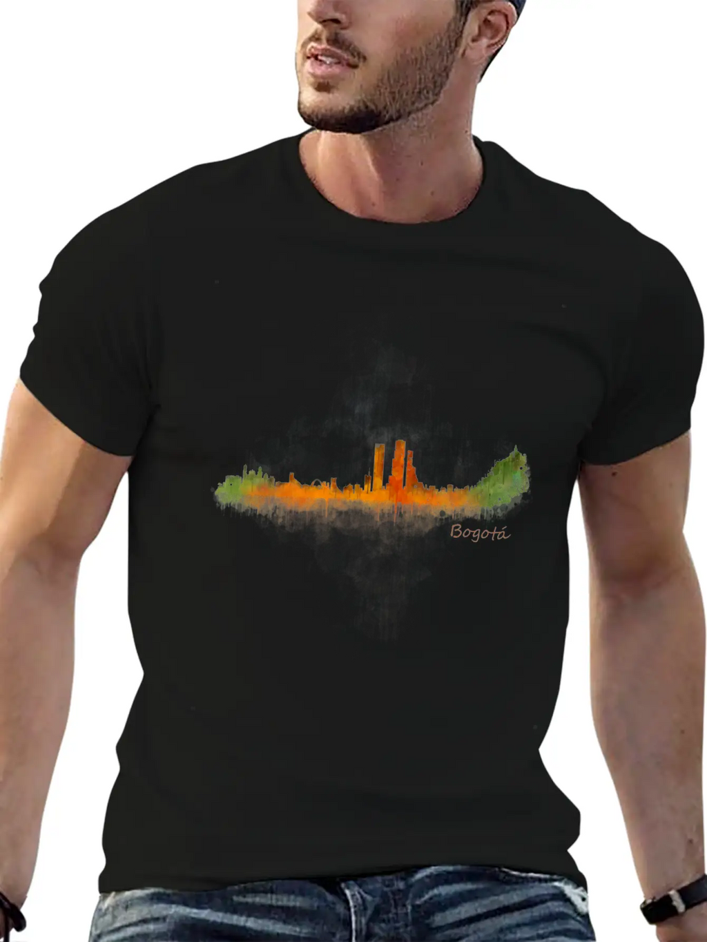 BogotA Colombia Skyline In Watercolor Digital Ar Breathable Soft Cotton T-Shirt – Timeless Casual Look