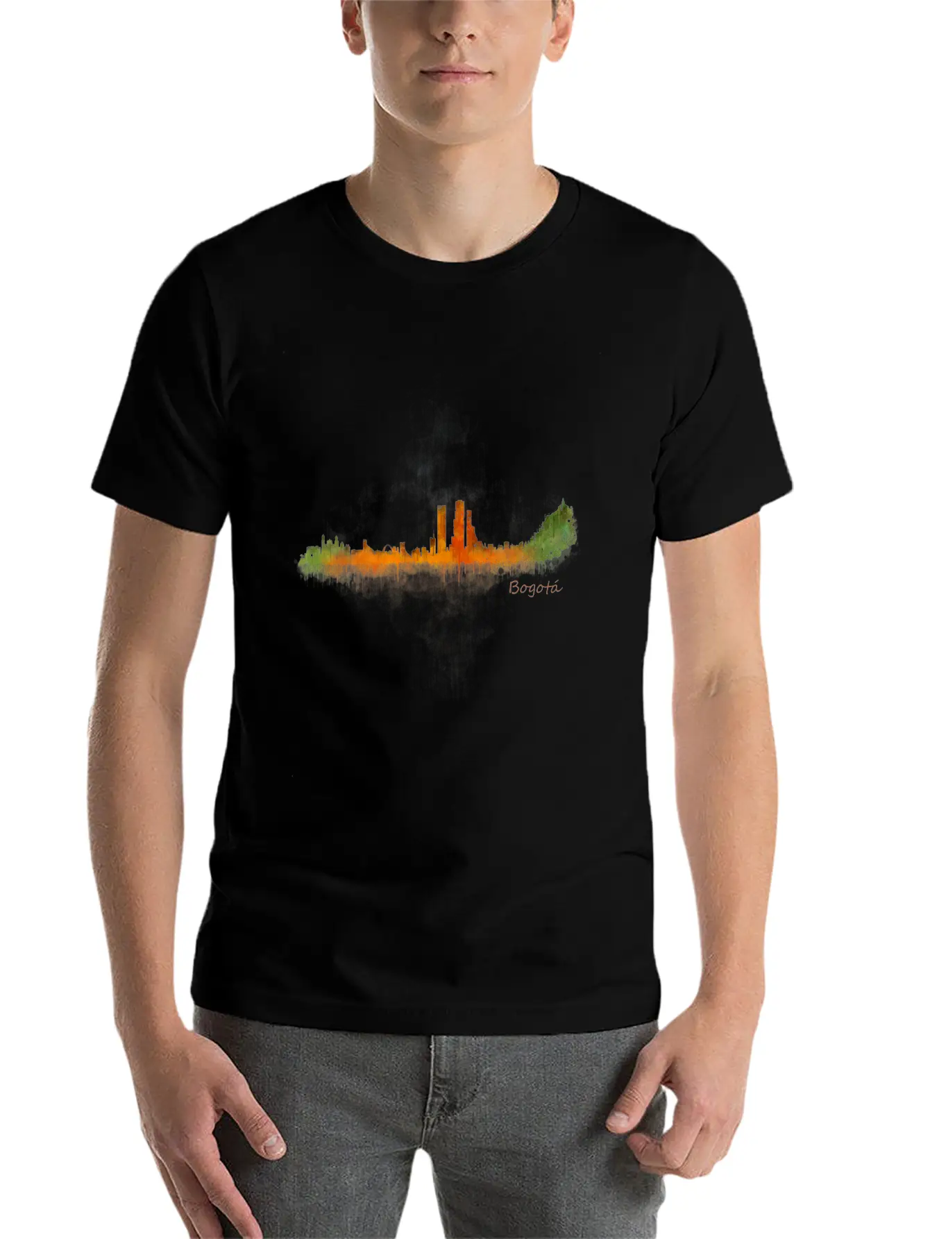 BogotA Colombia Skyline In Watercolor Digital Ar Breathable Soft Cotton T-Shirt – Timeless Casual Look
