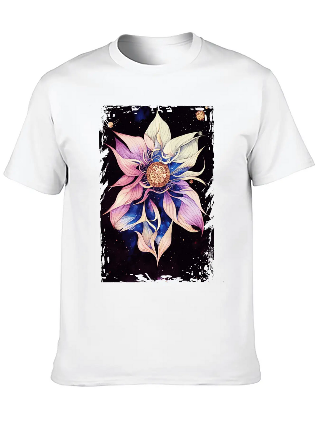 Bohemian Flower Floral Space Illustration Boho Breathable Graphic T-Shirt – Perfect For Casual Days