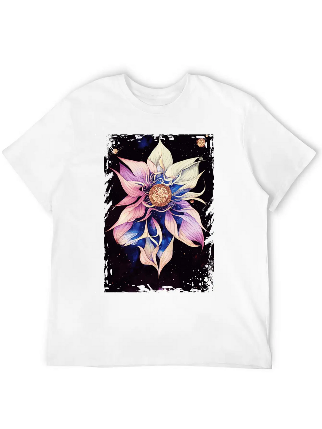 Bohemian Flower Floral Space Illustration Boho Breathable Graphic T-Shirt – Perfect For Casual Days