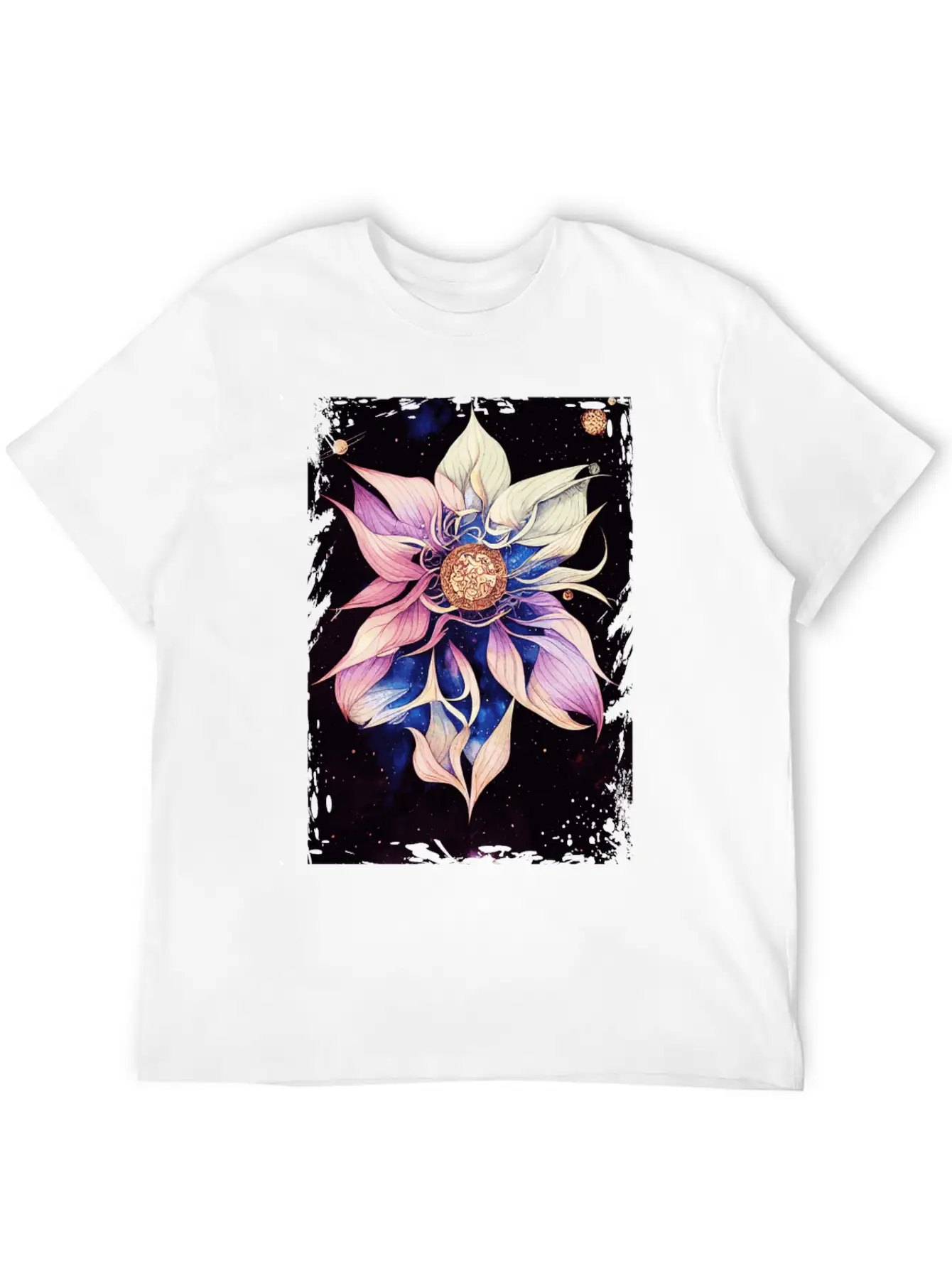 Bohemian Flower Floral Space Illustration Boho Breathable Graphic T-Shirt – Perfect For Casual Days