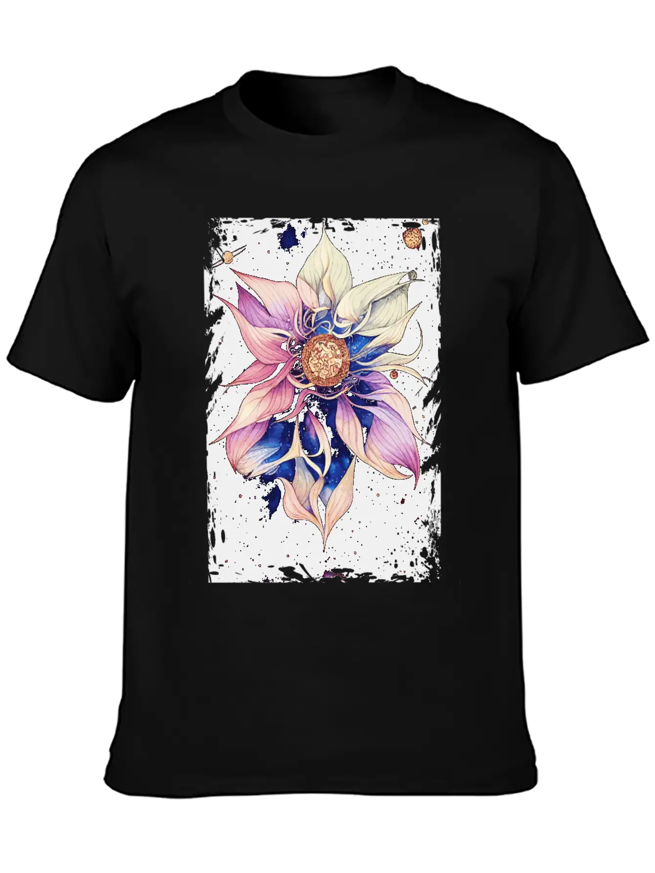 Bohemian Flower Floral Space Illustration Boho Breathable Graphic T-Shirt – Perfect For Casual Days