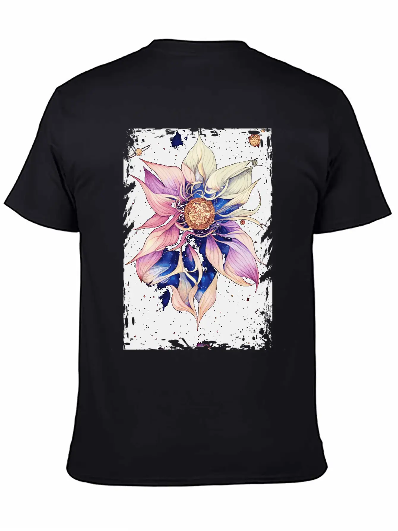 Bohemian Flower Floral Space Illustration Boho Breathable Graphic T-Shirt – Perfect For Casual Days