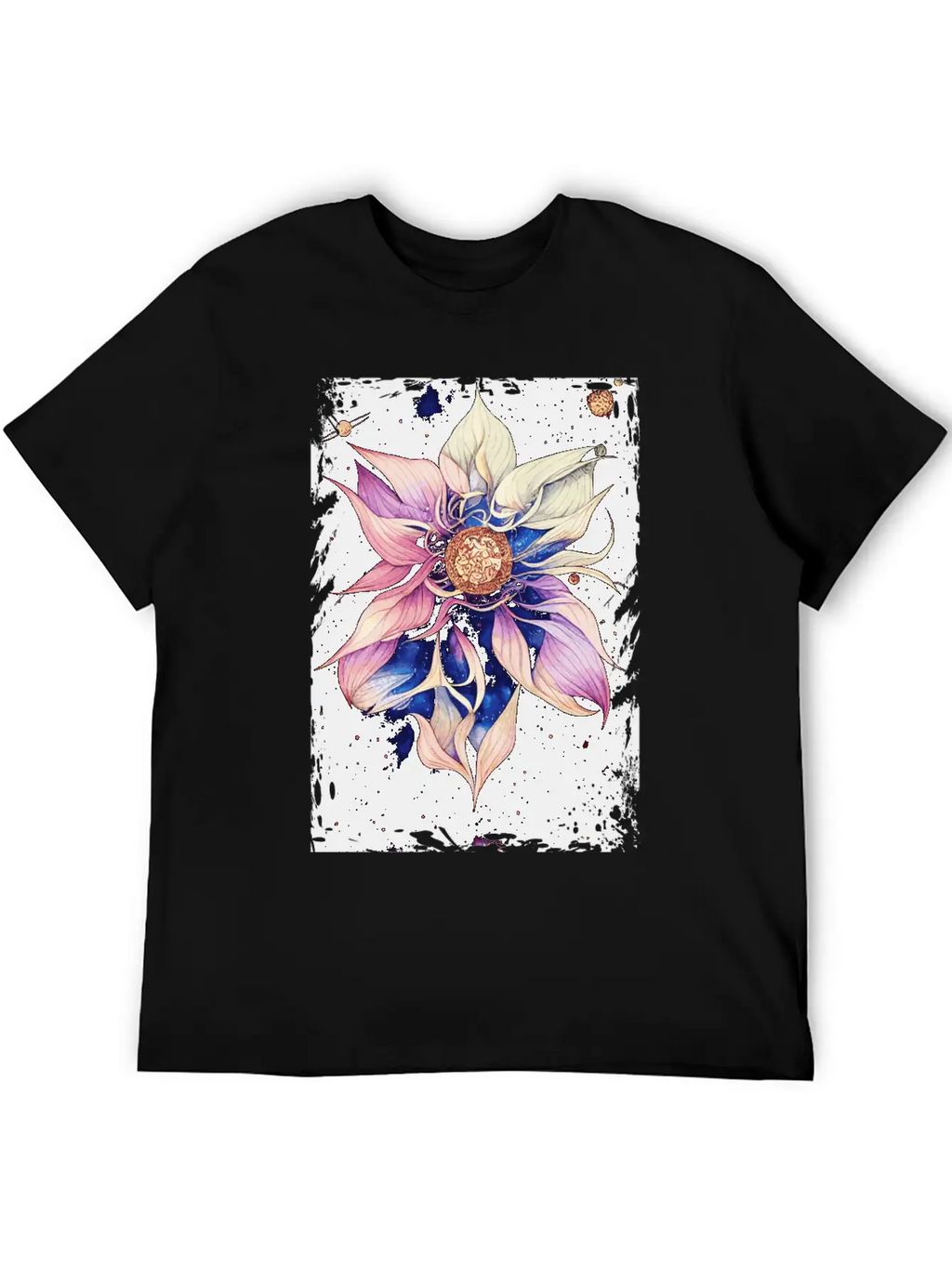 Bohemian Flower Floral Space Illustration Boho Breathable Graphic T-Shirt – Perfect For Casual Days