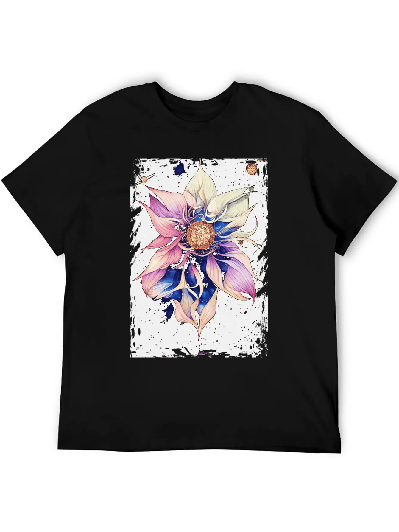 Bohemian Flower Floral Space Illustration Boho Breathable Graphic T-Shirt – Perfect For Casual Days