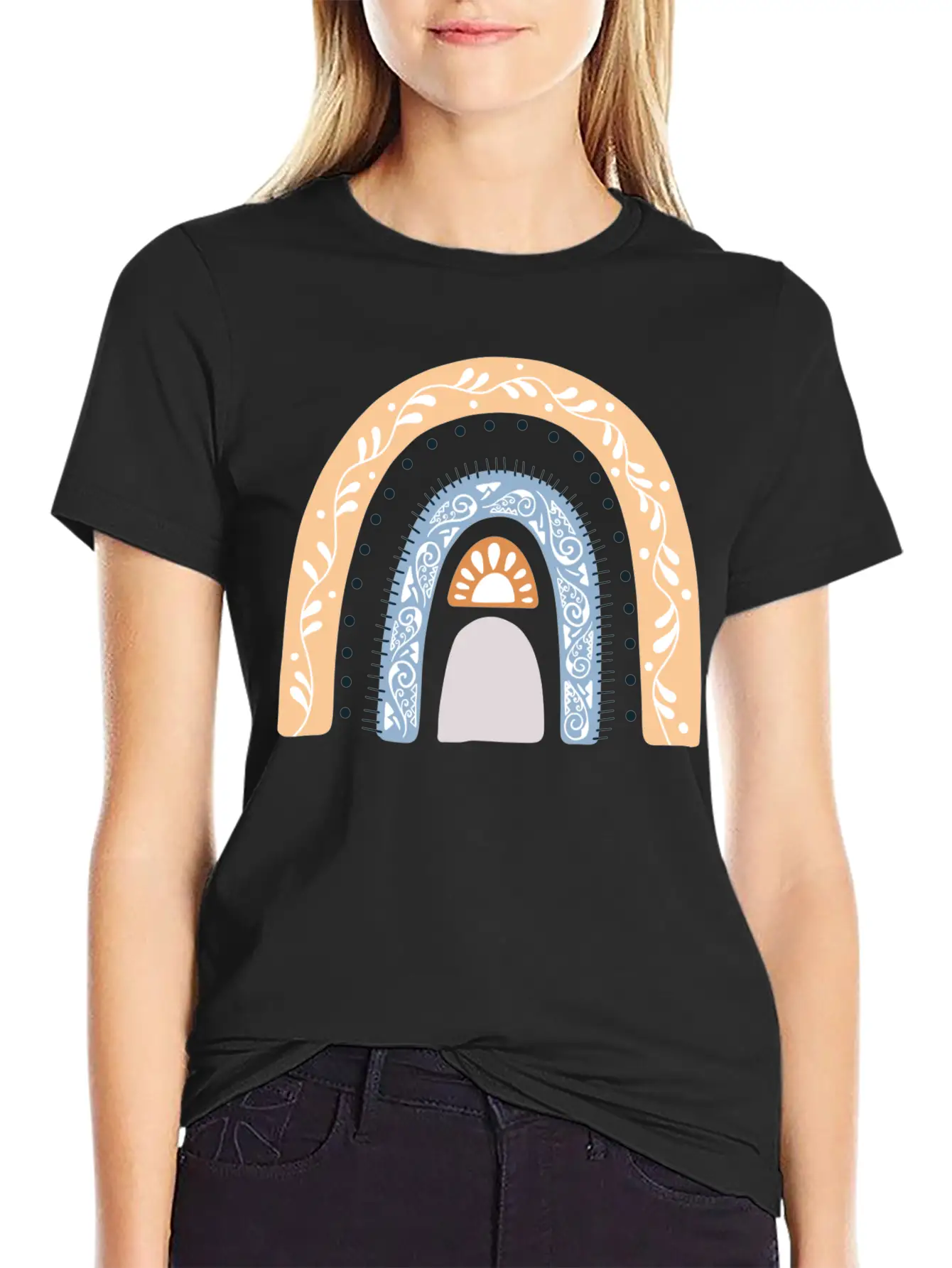Boho Rainbow Design 43 Timeless Short Sleeve Tee – Comfy And Minimalist Design