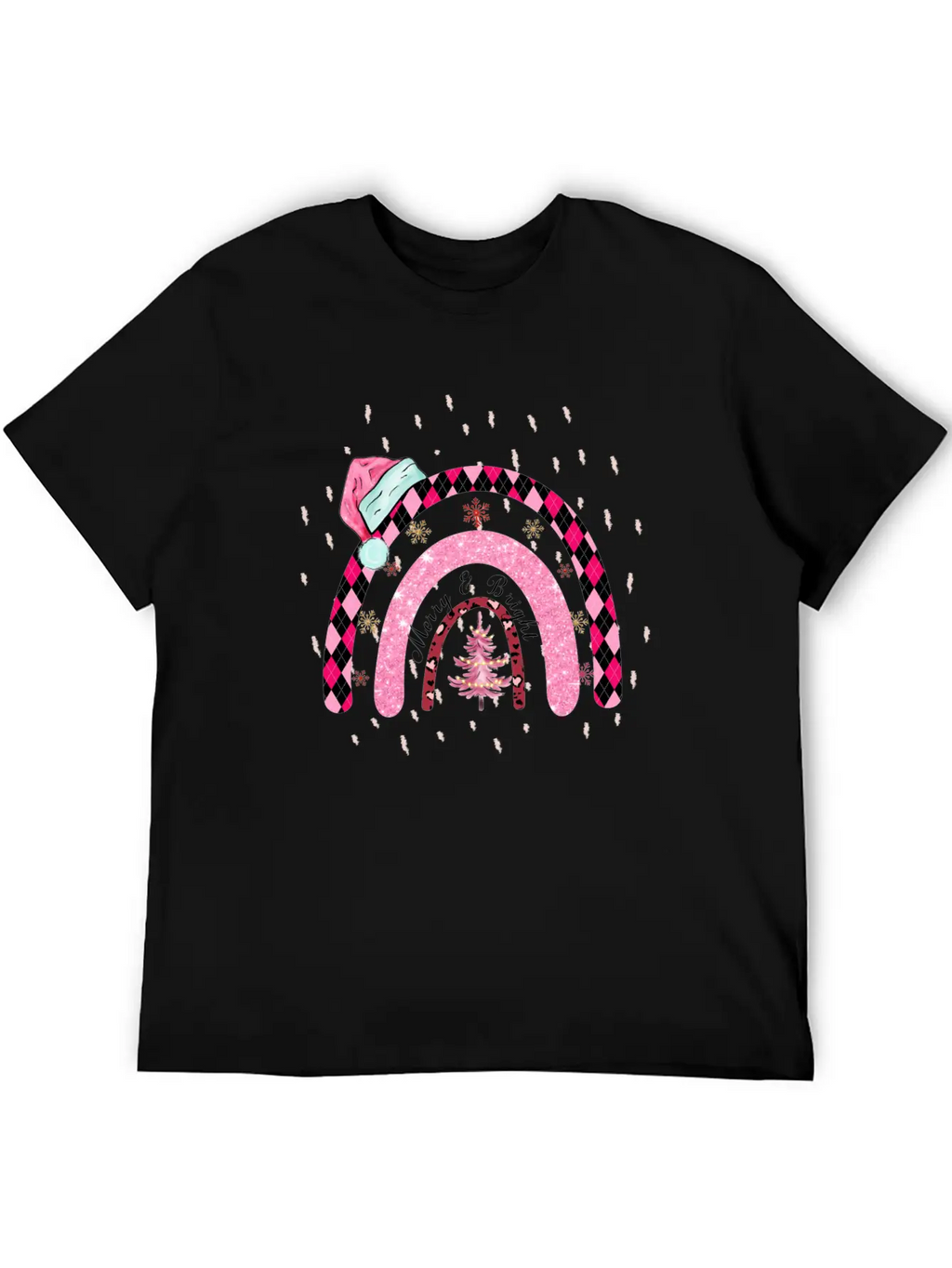 Boho Rainbow Merry Christmas Stylish Everyday T-Shirt – Unisex Basic Cotton Tee