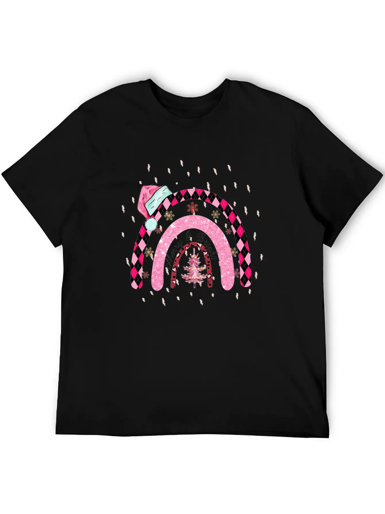 Boho Rainbow Merry Christmas Stylish Everyday T-Shirt – Unisex Basic Cotton Tee