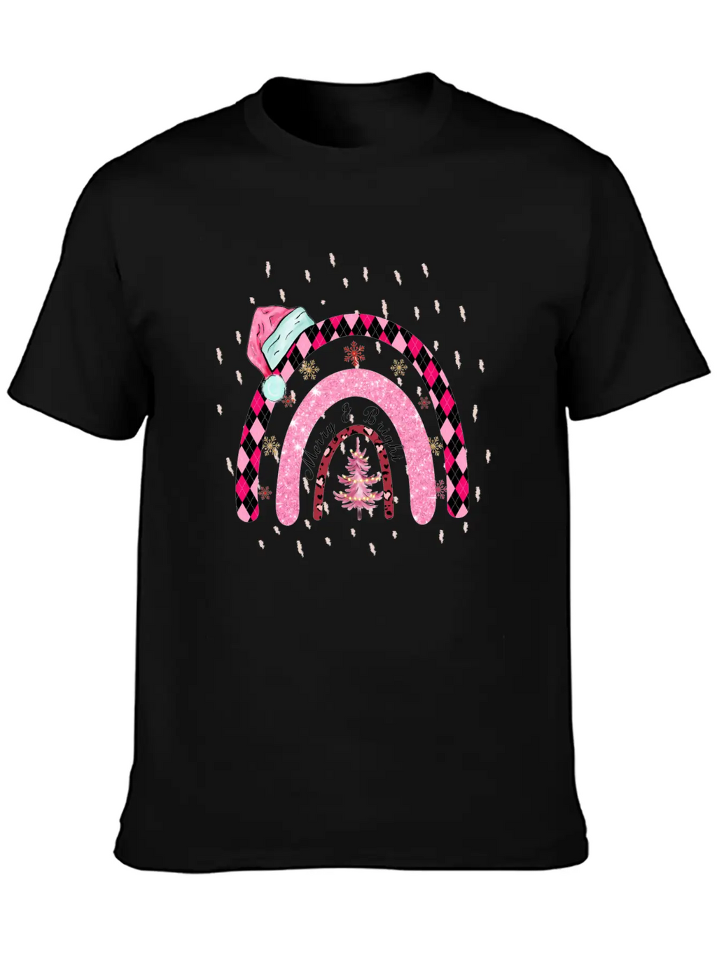 Boho Rainbow Merry Christmas Stylish Everyday T-Shirt – Unisex Basic Cotton Tee