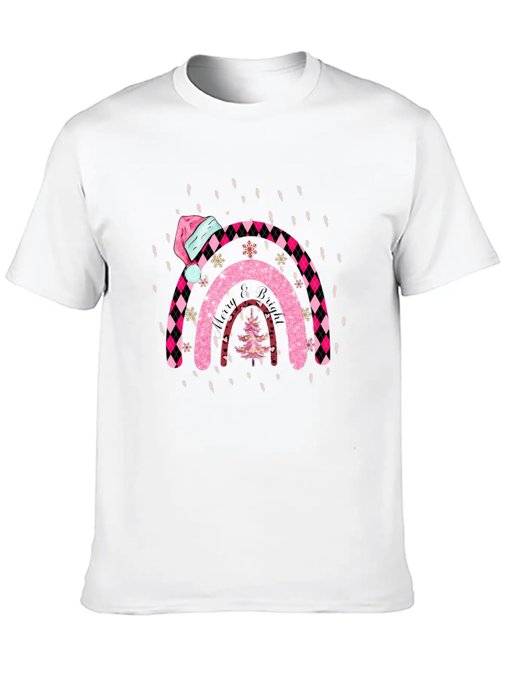 Boho Rainbow Merry Christmas Stylish Everyday T-Shirt – Unisex Basic Cotton Tee