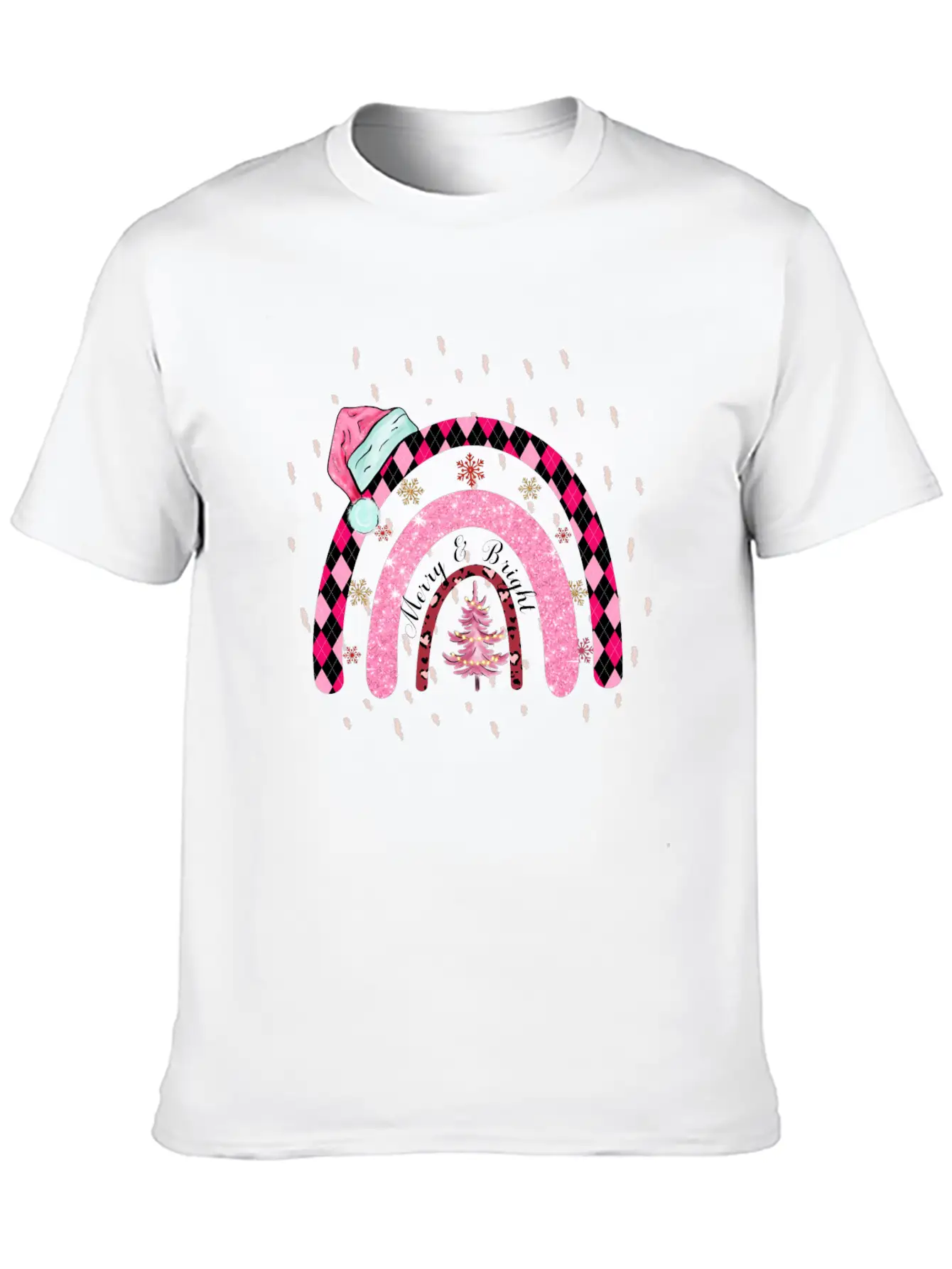Boho Rainbow Merry Christmas Stylish Everyday T-Shirt – Unisex Basic Cotton Tee