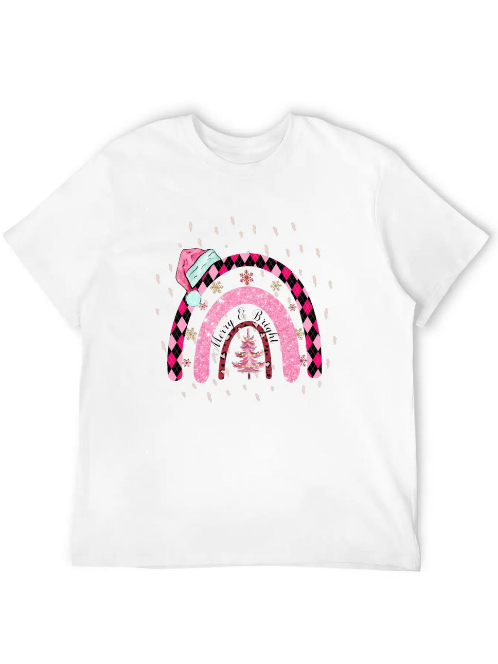Boho Rainbow Merry Christmas Stylish Everyday T-Shirt – Unisex Basic Cotton Tee