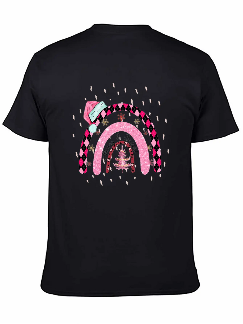 Boho Rainbow Merry Christmas Stylish Everyday T-Shirt – Unisex Basic Cotton Tee