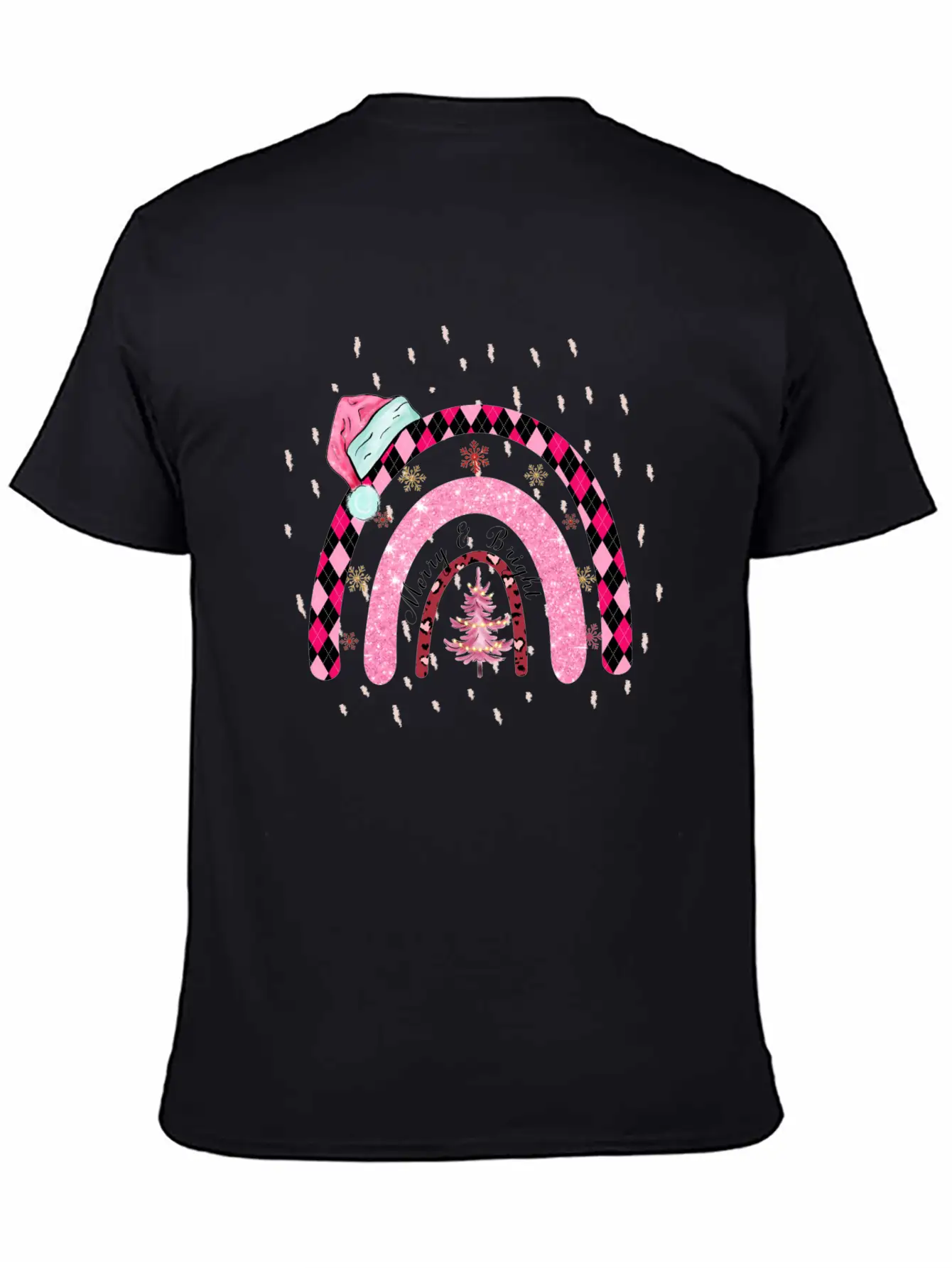 Boho Rainbow Merry Christmas Stylish Everyday T-Shirt – Unisex Basic Cotton Tee