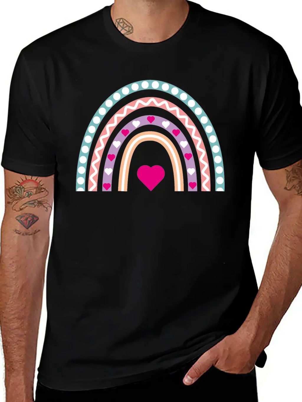Boho Rainbow Soft Colors Timeless Short Sleeve Tee – Comfy And Minimalist Design