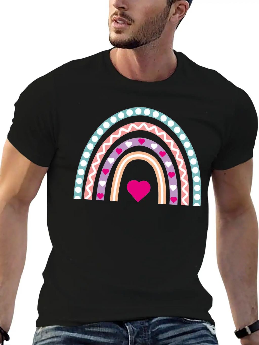 Boho Rainbow Soft Colors Timeless Short Sleeve Tee – Comfy And Minimalist Design