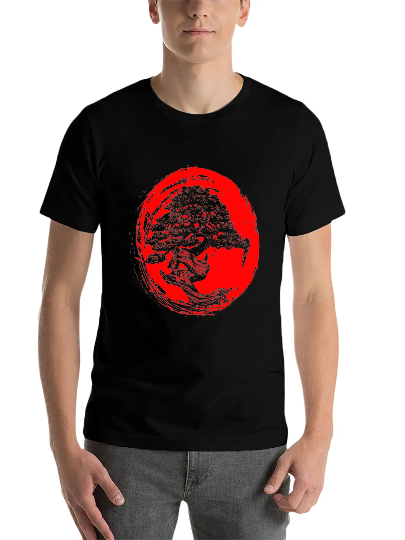 Bonsai T Shirt Japanese Trees Zen Buddhist Red Sun Essential Cotton Tee For Daily Outfits – Unisex Style