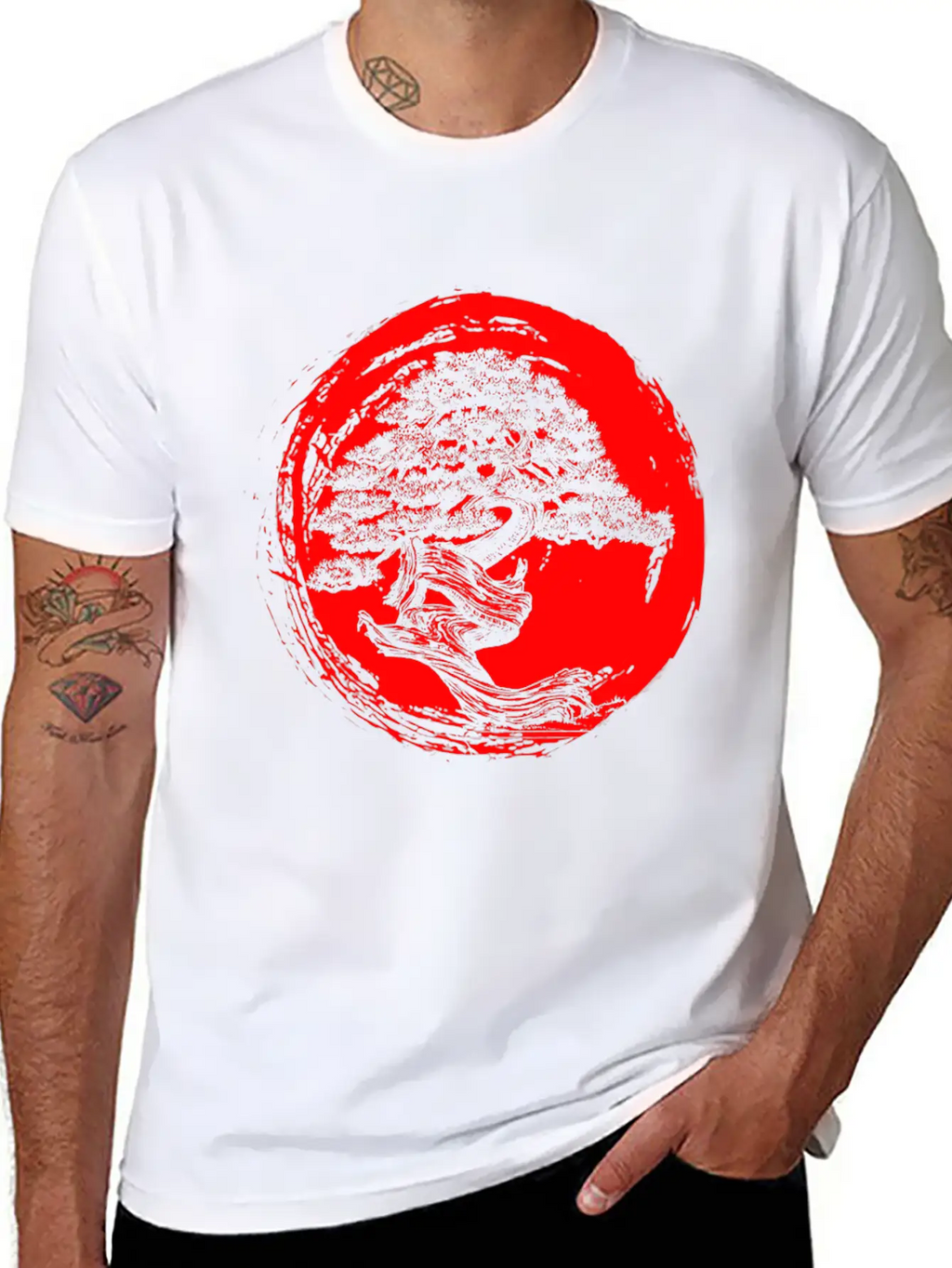 Bonsai T Shirt Japanese Trees Zen Buddhist Red Sun Essential Cotton Tee For Daily Outfits – Unisex Style