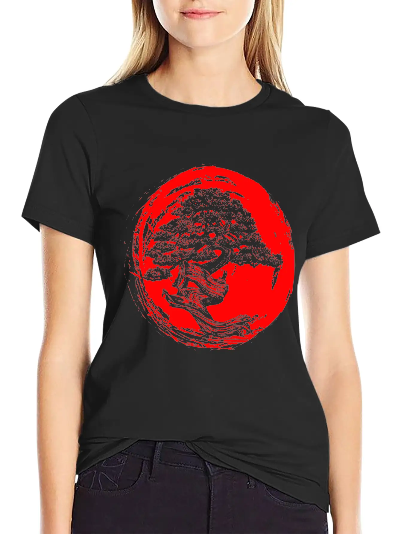 Bonsai T Shirt Japanese Trees Zen Buddhist Red Sun Essential Cotton Tee For Daily Outfits – Unisex Style