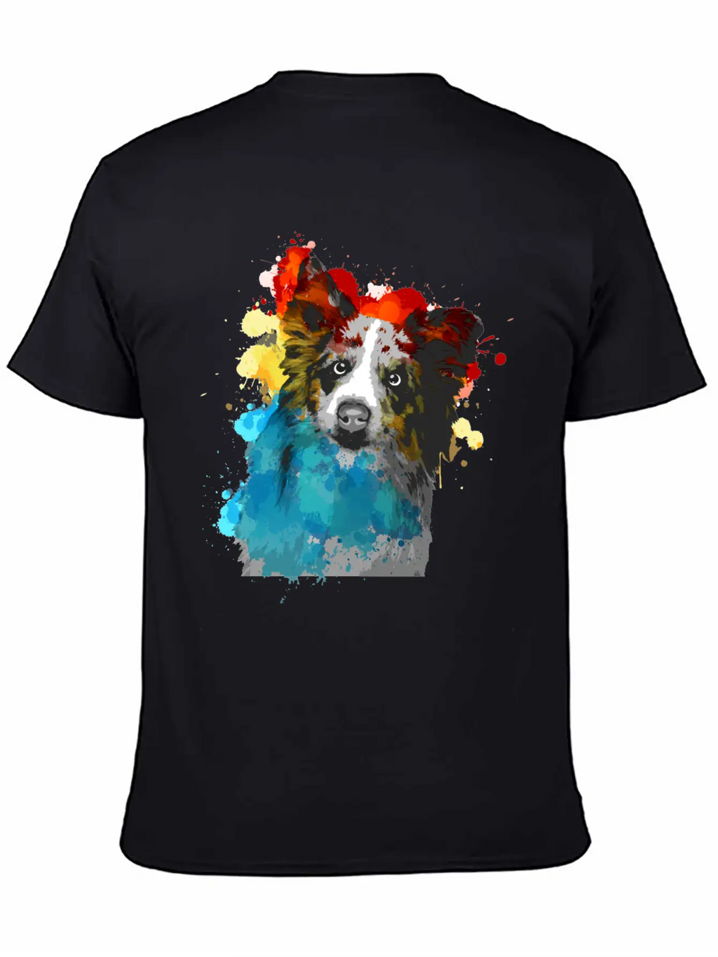 Border Collie Dog Watercolor Colorful Dog Relaxed Everyday Tee – Lightweight And Durable Cotton