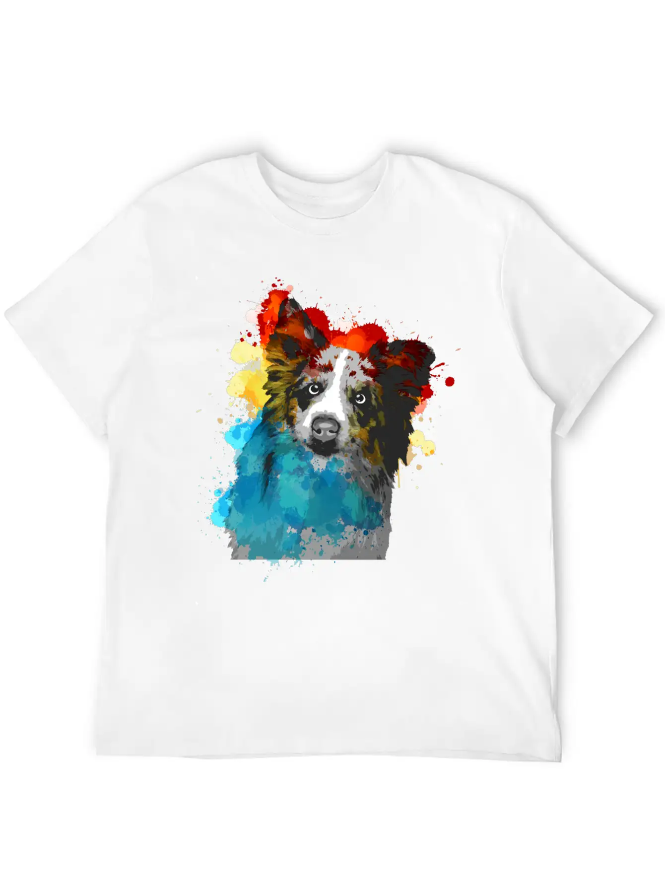 Border Collie Dog Watercolor Colorful Dog Relaxed Everyday Tee – Lightweight And Durable Cotton