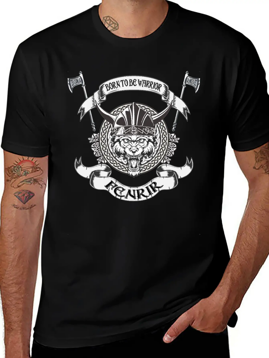 Born To Be Warrior Black Wolf Fenrir Classic Cotton Tee – Unisex Comfort For Any Season