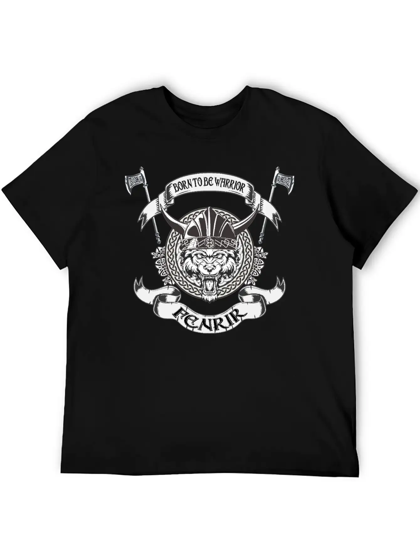 Born To Be Warrior Black Wolf Fenrir Classic Cotton Tee – Unisex Comfort For Any Season