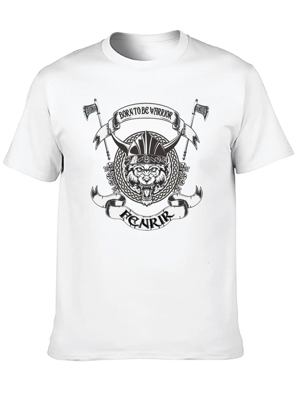 Born To Be Warrior Black Wolf Fenrir Classic Cotton Tee – Unisex Comfort For Any Season