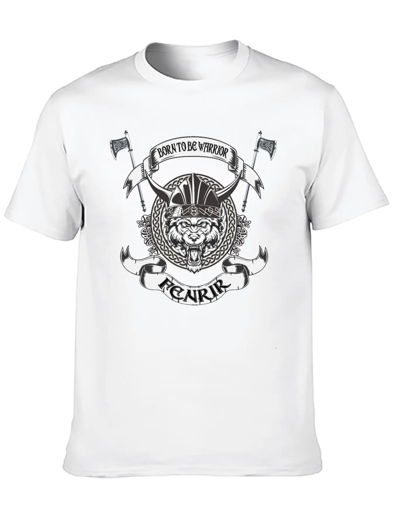 Born To Be Warrior Black Wolf Fenrir Classic Cotton Tee – Unisex Comfort For Any Season