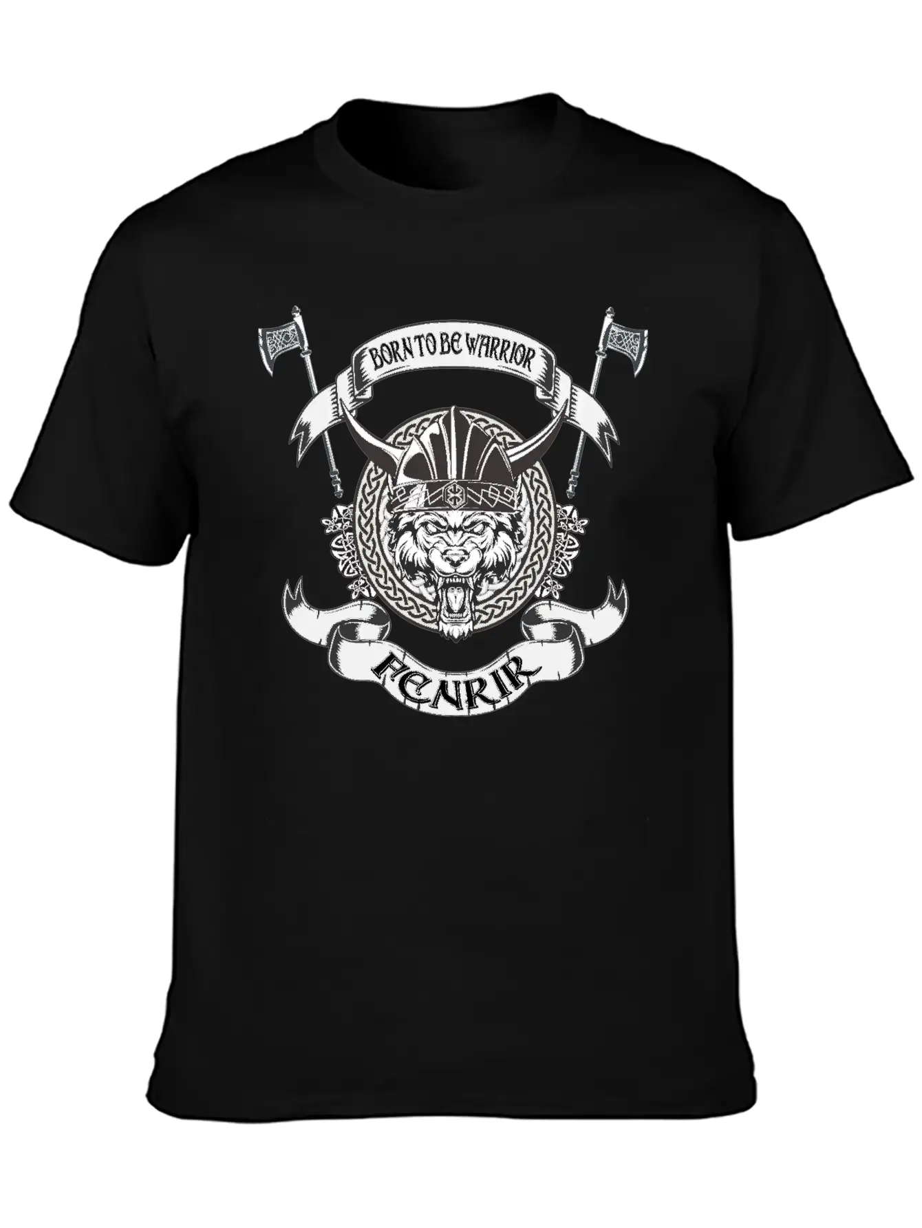 Born To Be Warrior Black Wolf Fenrir Classic Cotton Tee – Unisex Comfort For Any Season