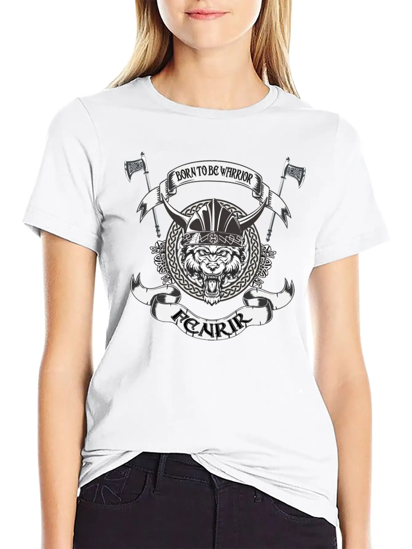 Born To Be Warrior Black Wolf Fenrir Classic Cotton Tee – Unisex Comfort For Any Season