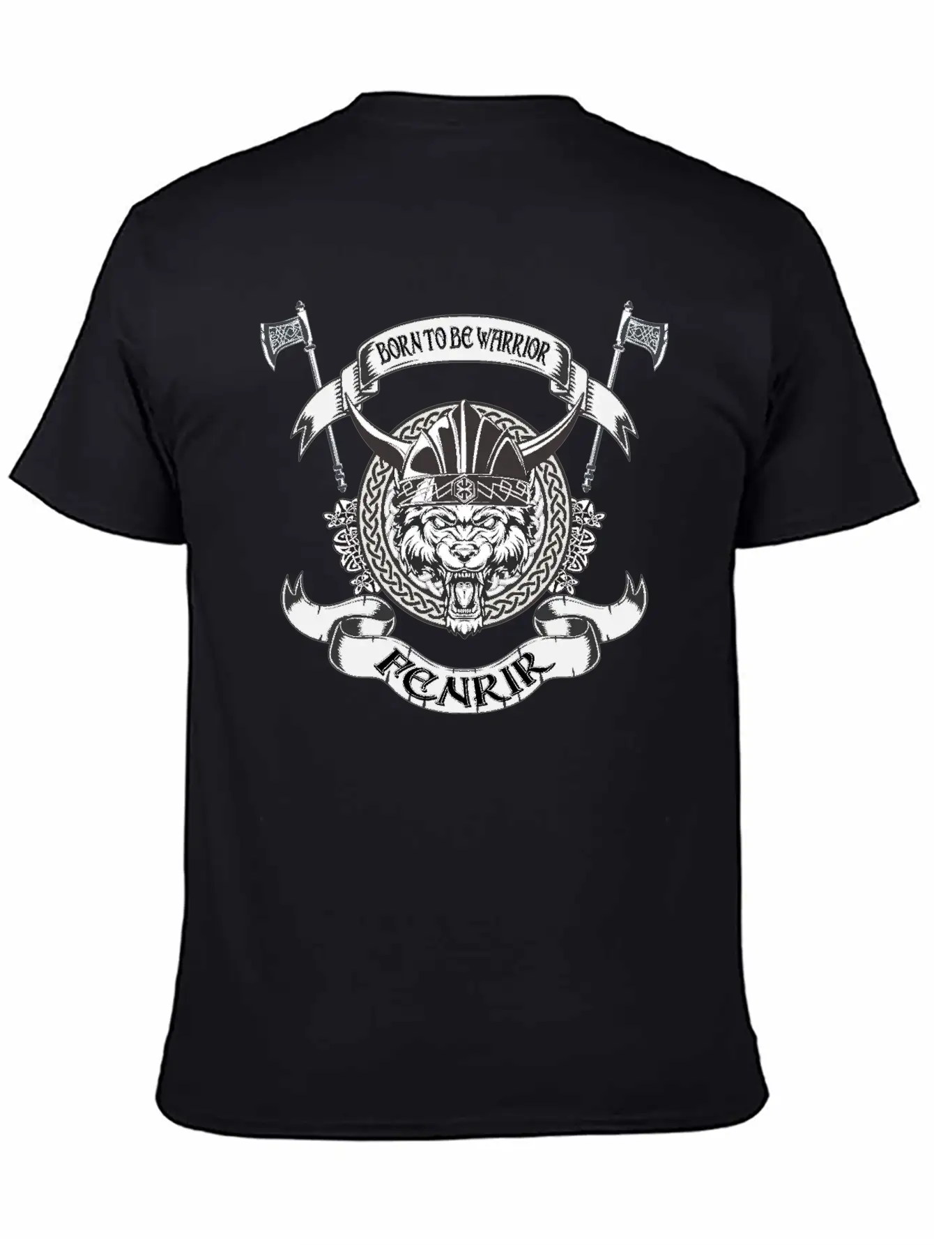 Born To Be Warrior Black Wolf Fenrir Classic Cotton Tee – Unisex Comfort For Any Season