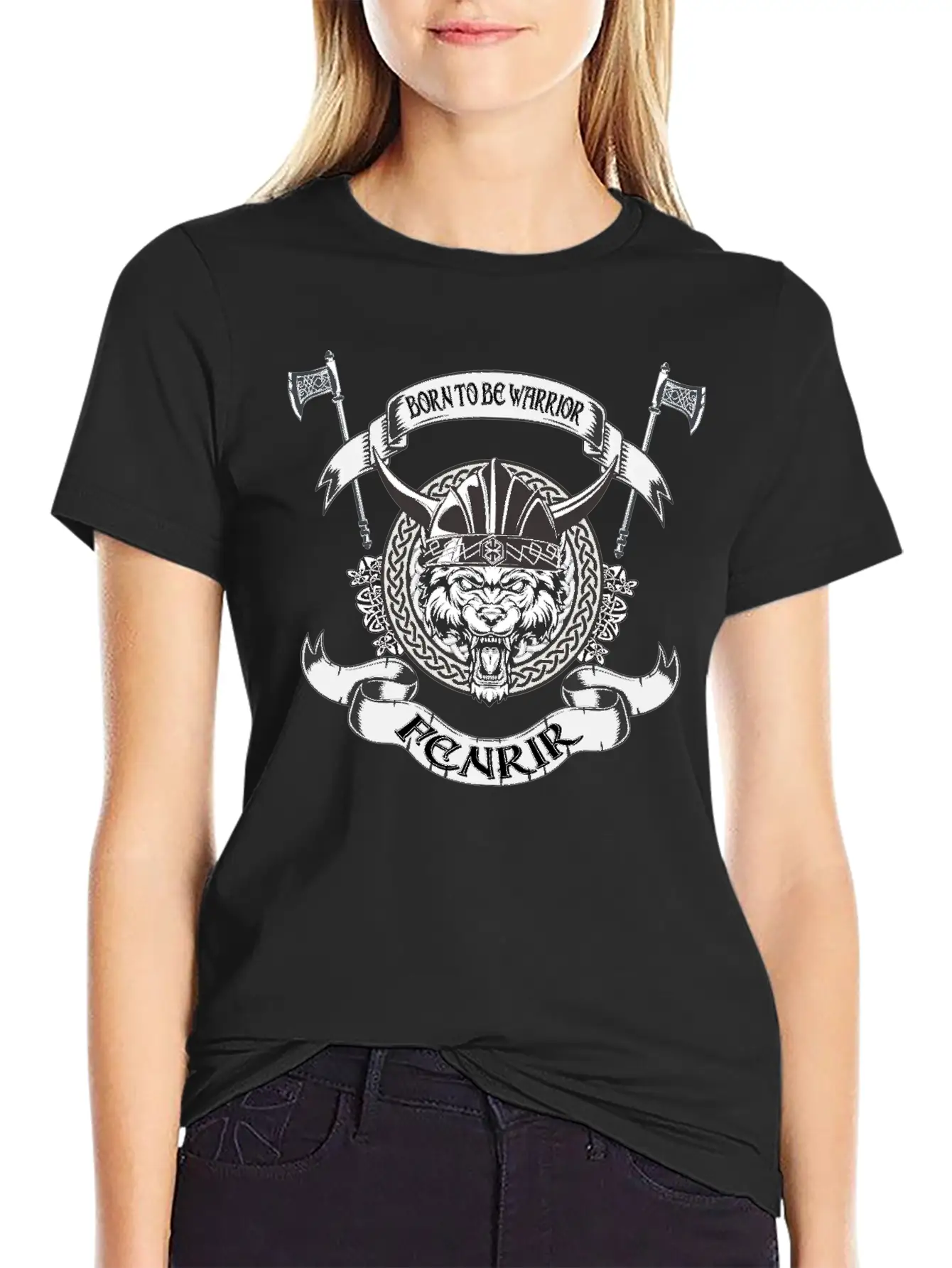 Born To Be Warrior Black Wolf Fenrir Classic Cotton Tee – Unisex Comfort For Any Season
