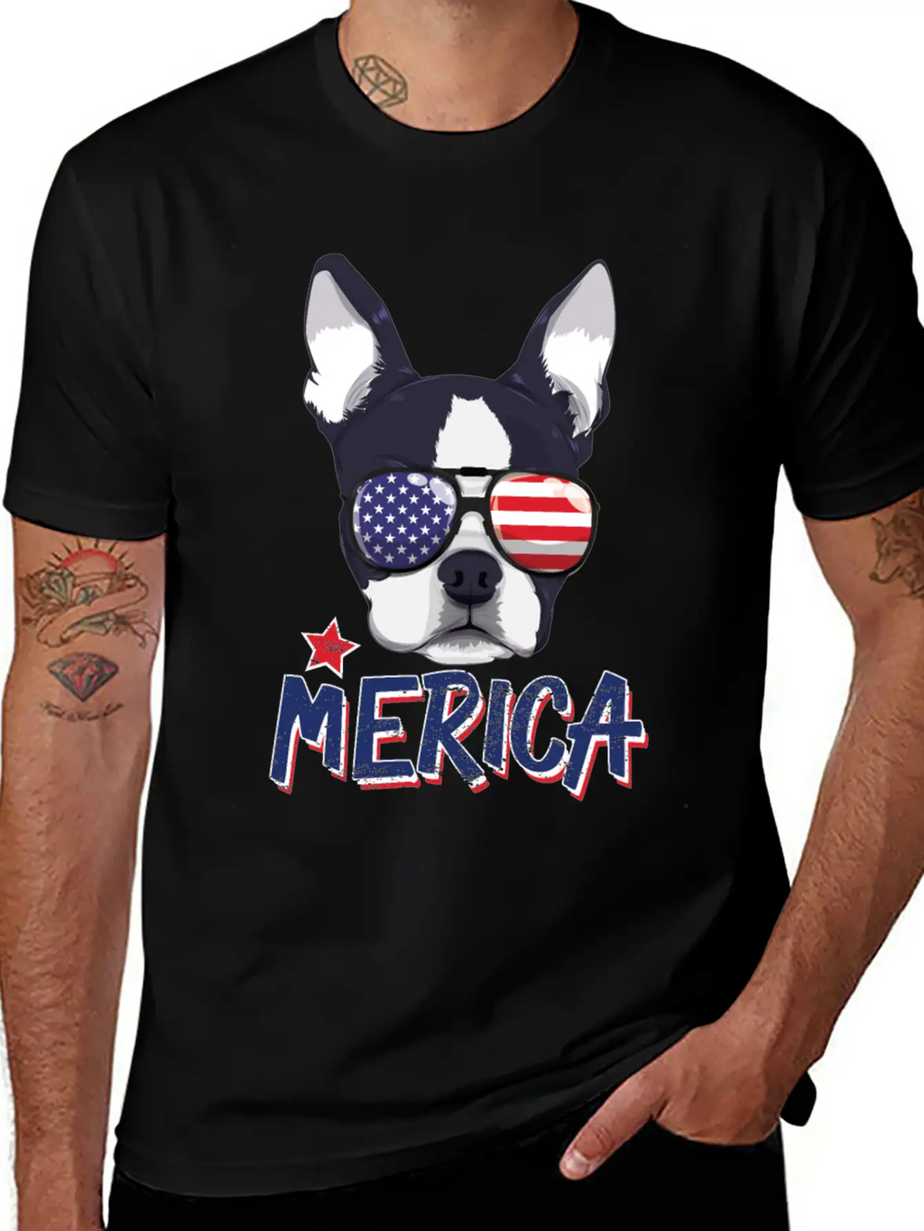 Boston Terrier Merica USA 4th Of July American Sun Breathable Soft Cotton T-Shirt – Timeless Casual Look