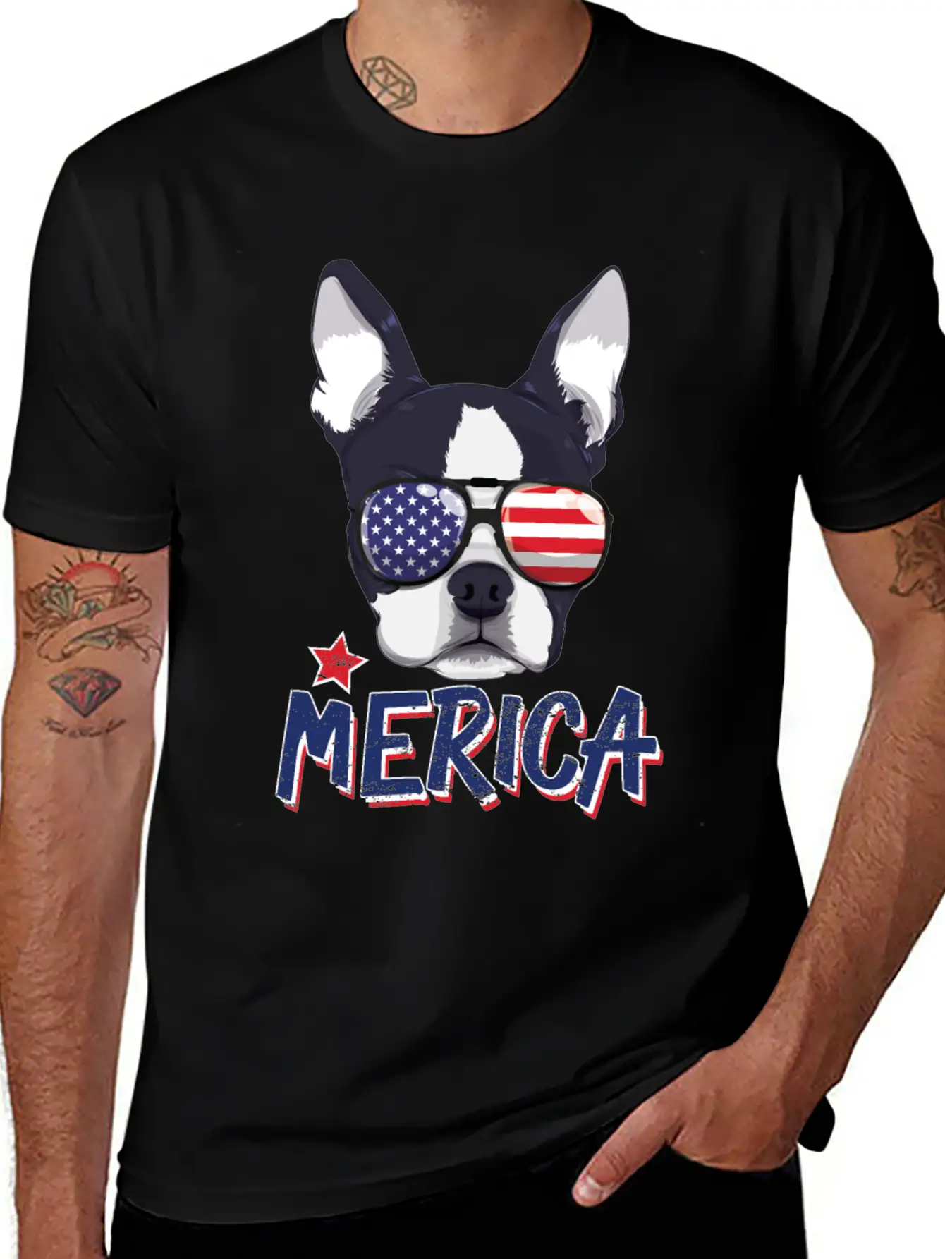 Boston Terrier Merica USA 4th Of July American Sun Breathable Soft Cotton T-Shirt – Timeless Casual Look