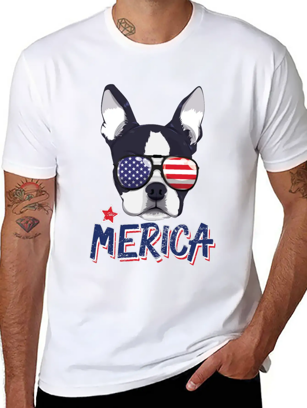 Boston Terrier Merica USA 4th Of July American Sun Breathable Soft Cotton T-Shirt – Timeless Casual Look