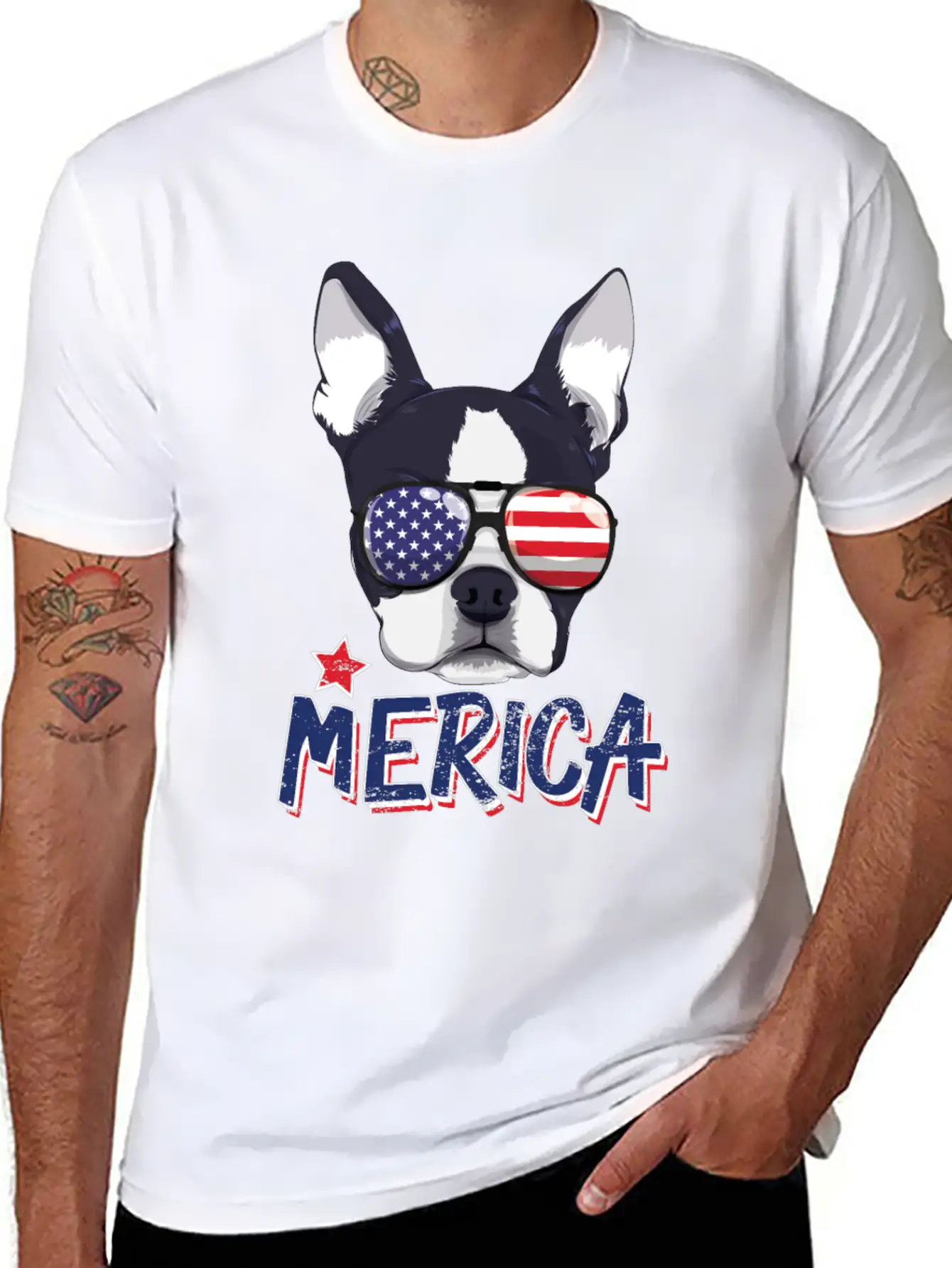 Boston Terrier Merica USA 4th Of July American Sun Breathable Soft Cotton T-Shirt – Timeless Casual Look