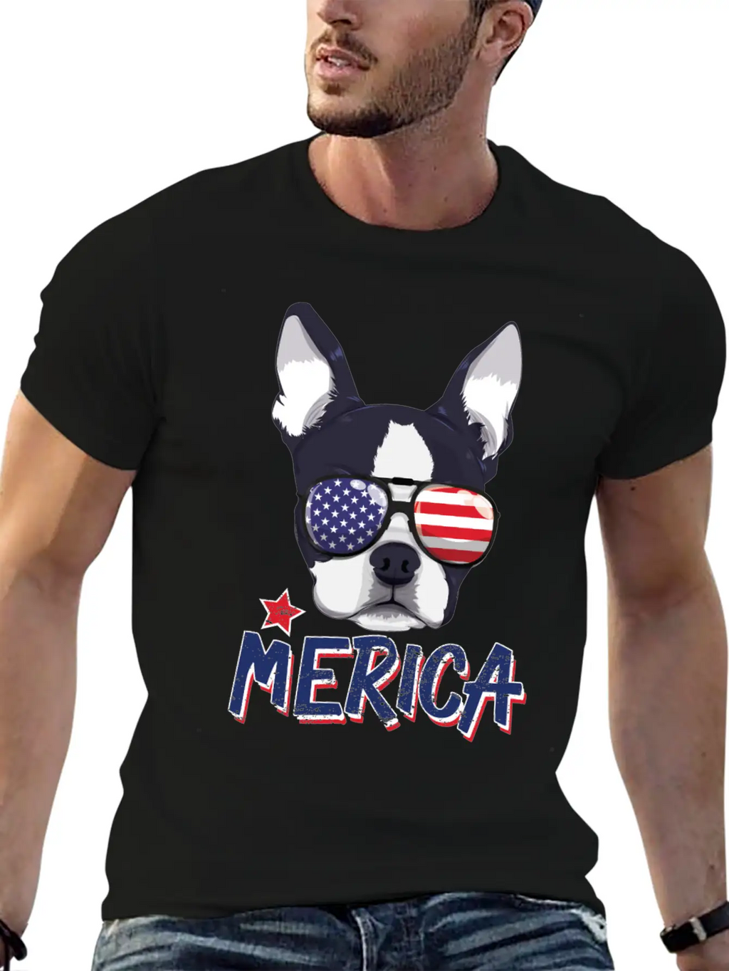 Boston Terrier Merica USA 4th Of July American Sun Breathable Soft Cotton T-Shirt – Timeless Casual Look