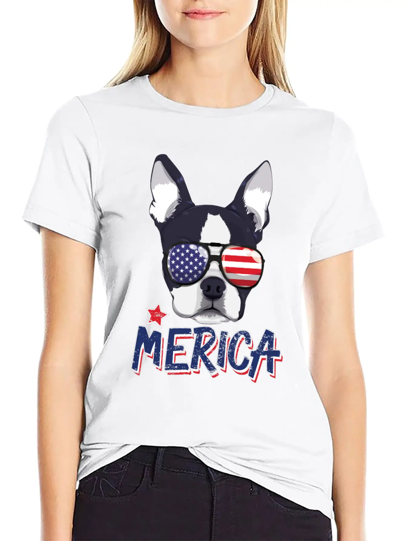 Boston Terrier Merica USA 4th Of July American Sun Breathable Soft Cotton T-Shirt – Timeless Casual Look