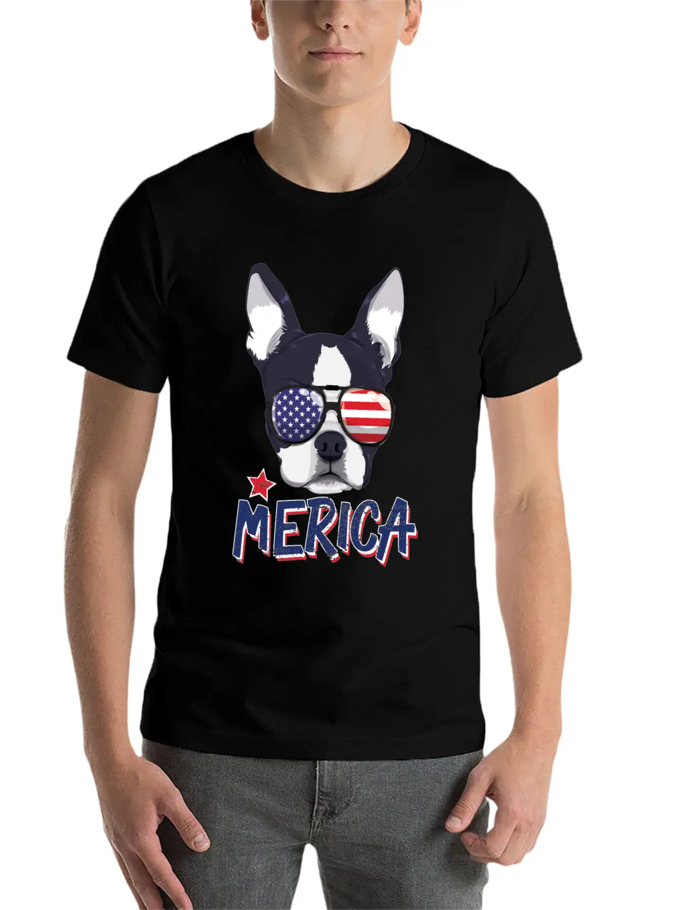 Boston Terrier Merica USA 4th Of July American Sun Breathable Soft Cotton T-Shirt – Timeless Casual Look