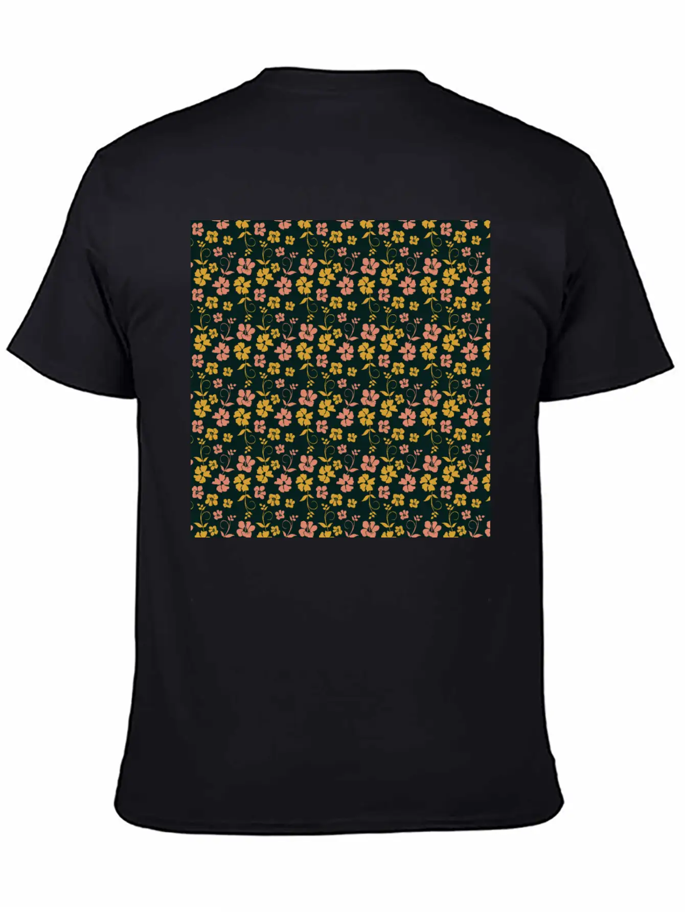 Botanic Floral Pattern Pink Yellow Pastel Relaxed Everyday Tee – Lightweight And Durable Cotton