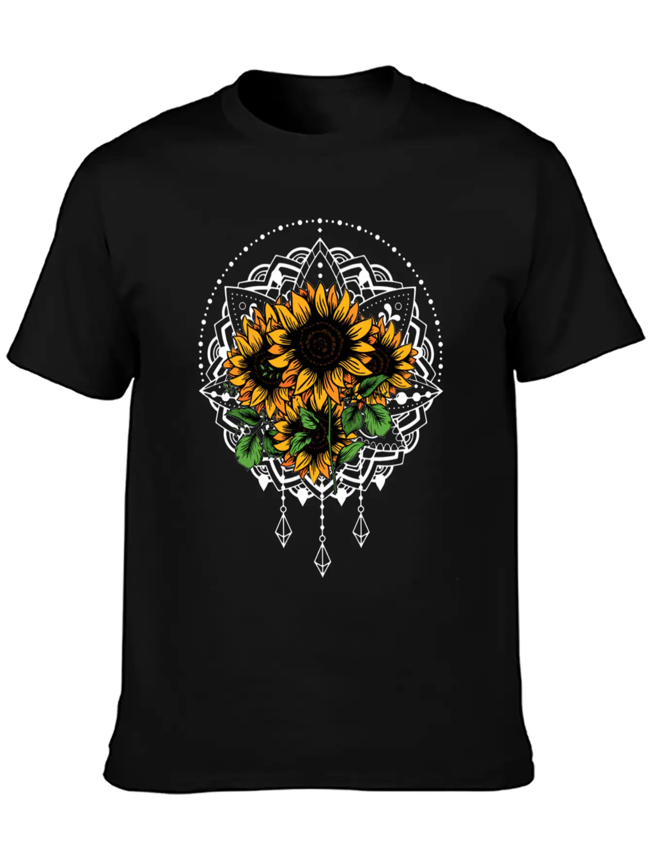 Bouquet Of Sunflowers Mandala Flower Funny Unisex Casual T-Shirt – Clean Design For Daily Comfort