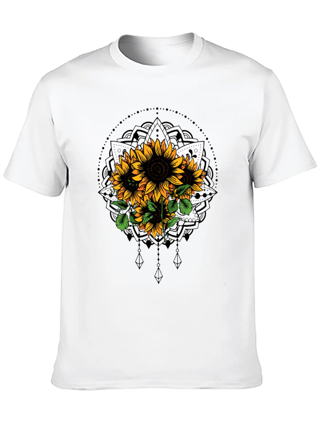 Bouquet Of Sunflowers Mandala Flower Funny Unisex Casual T-Shirt – Clean Design For Daily Comfort
